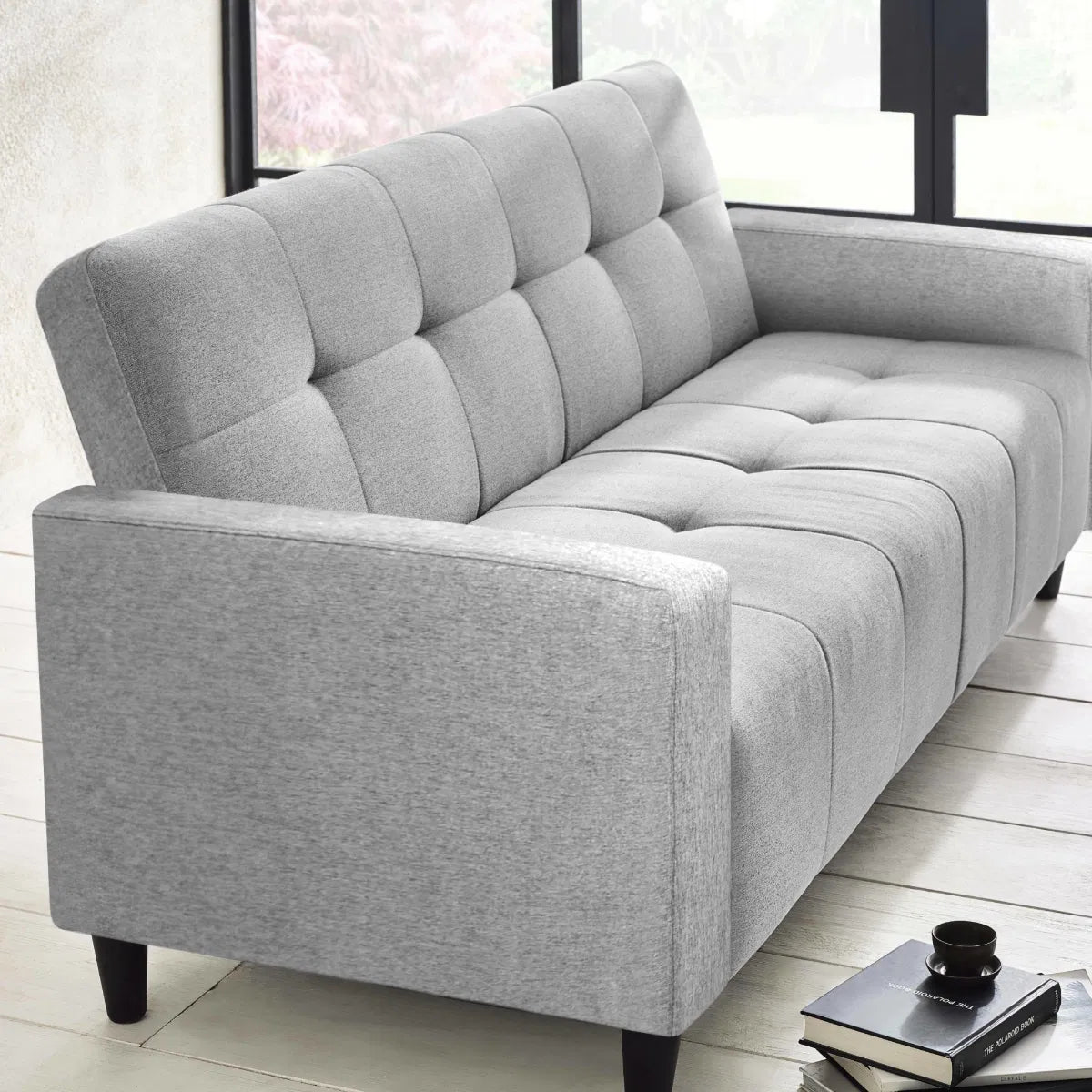 Alfie 3 Seater Grey Linen Storage Sofa Bed