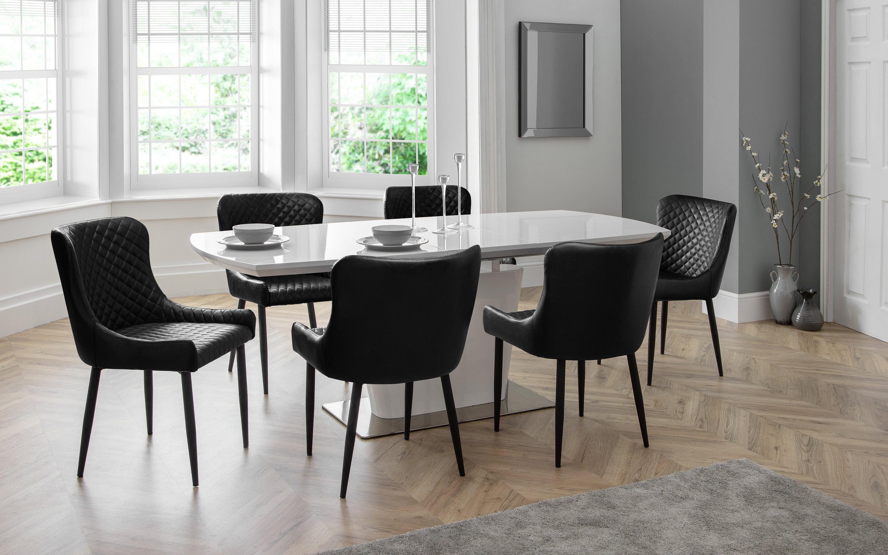 Pair of Luxe Dining Chairs Antique Black