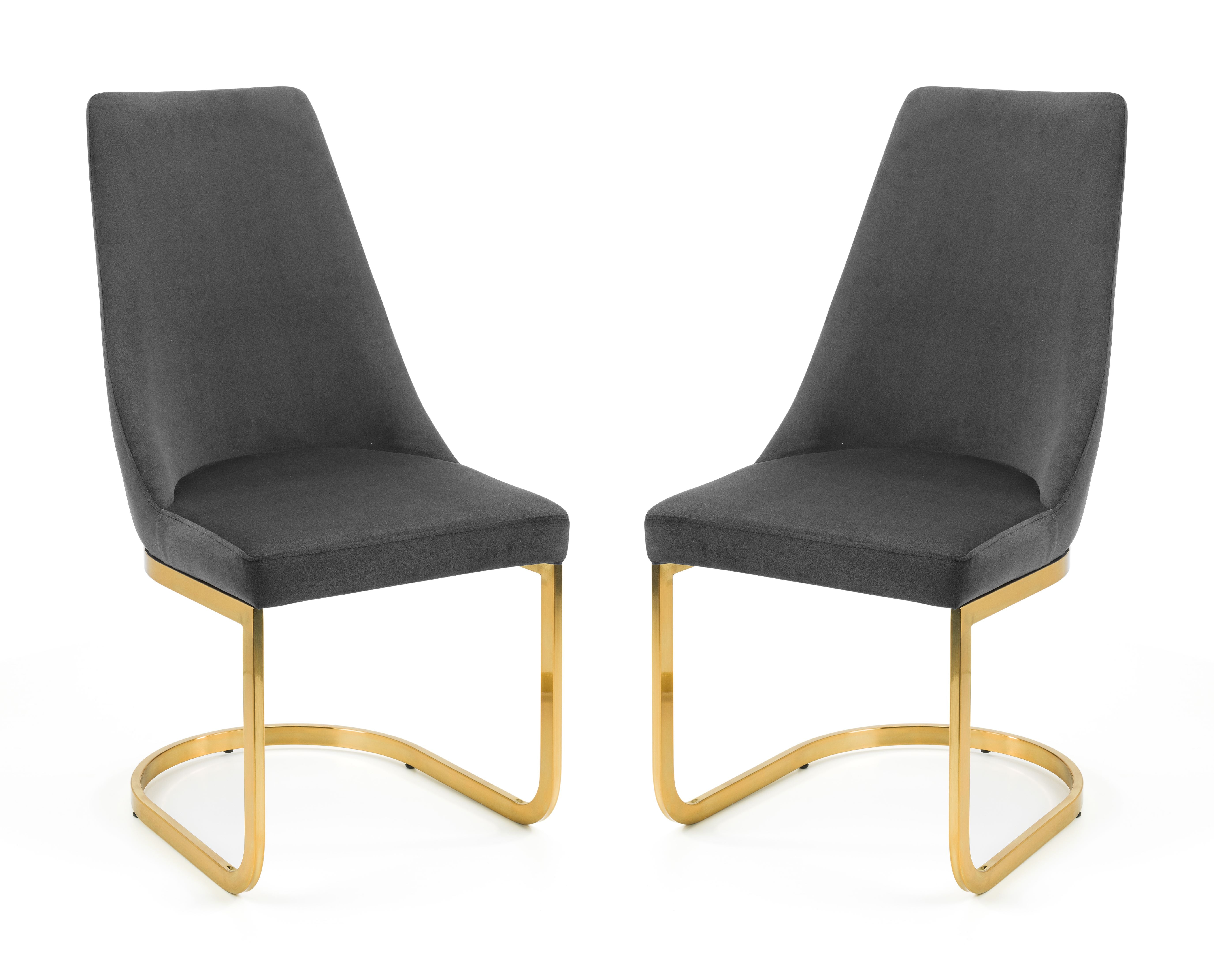 Pair of Vittoria Dining Chairs Grey Velvet