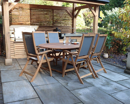 Turnbury Table & 6 x Henley Grey High Back Armchairs