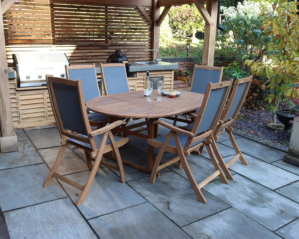 Turnbury Table & 6 x Henley Grey High Back Armchairs