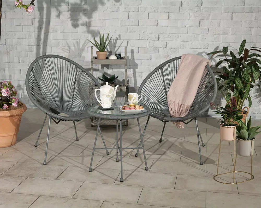 Monaco Grey Egg Chair Bistro Set