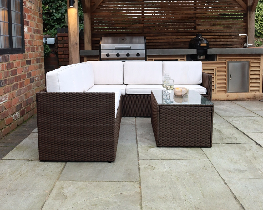 Berlin Six Seater Corner Lounging Set in Brown