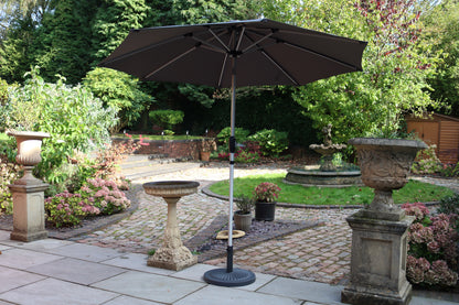 Grey Crank & Tilt Parasol with LED Strip Lights