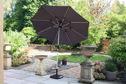 Grey Crank & Tilt Parasol with LED Strip Lights