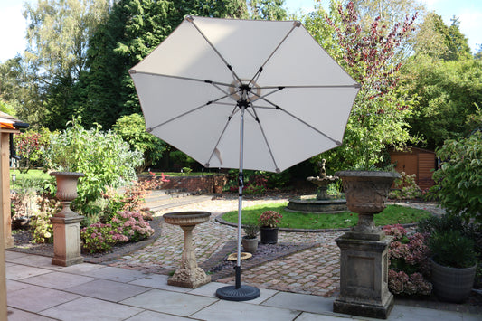 Ivory Crank & Tilt Parasol with LED Strip Lights