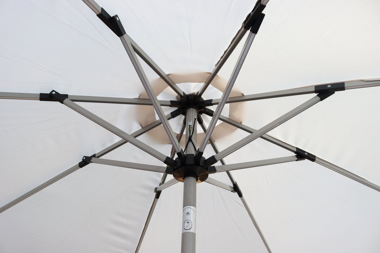 Ivory Crank & Tilt Parasol with LED Strip Lights