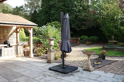 Grey Parasol with LED strip lights