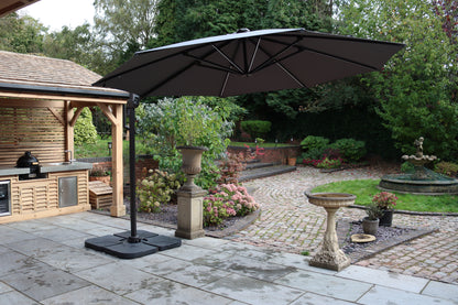 Grey Parasol with LED strip lights