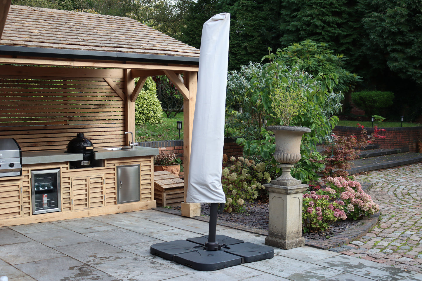 Ivory Parasol with LED strip lights