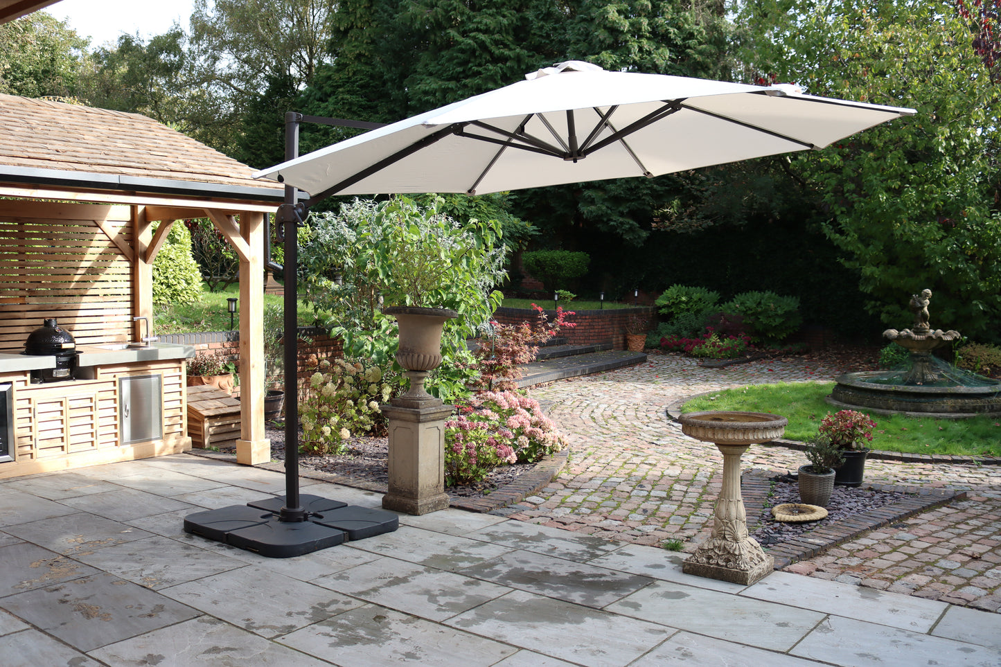 Ivory Parasol with LED strip lights