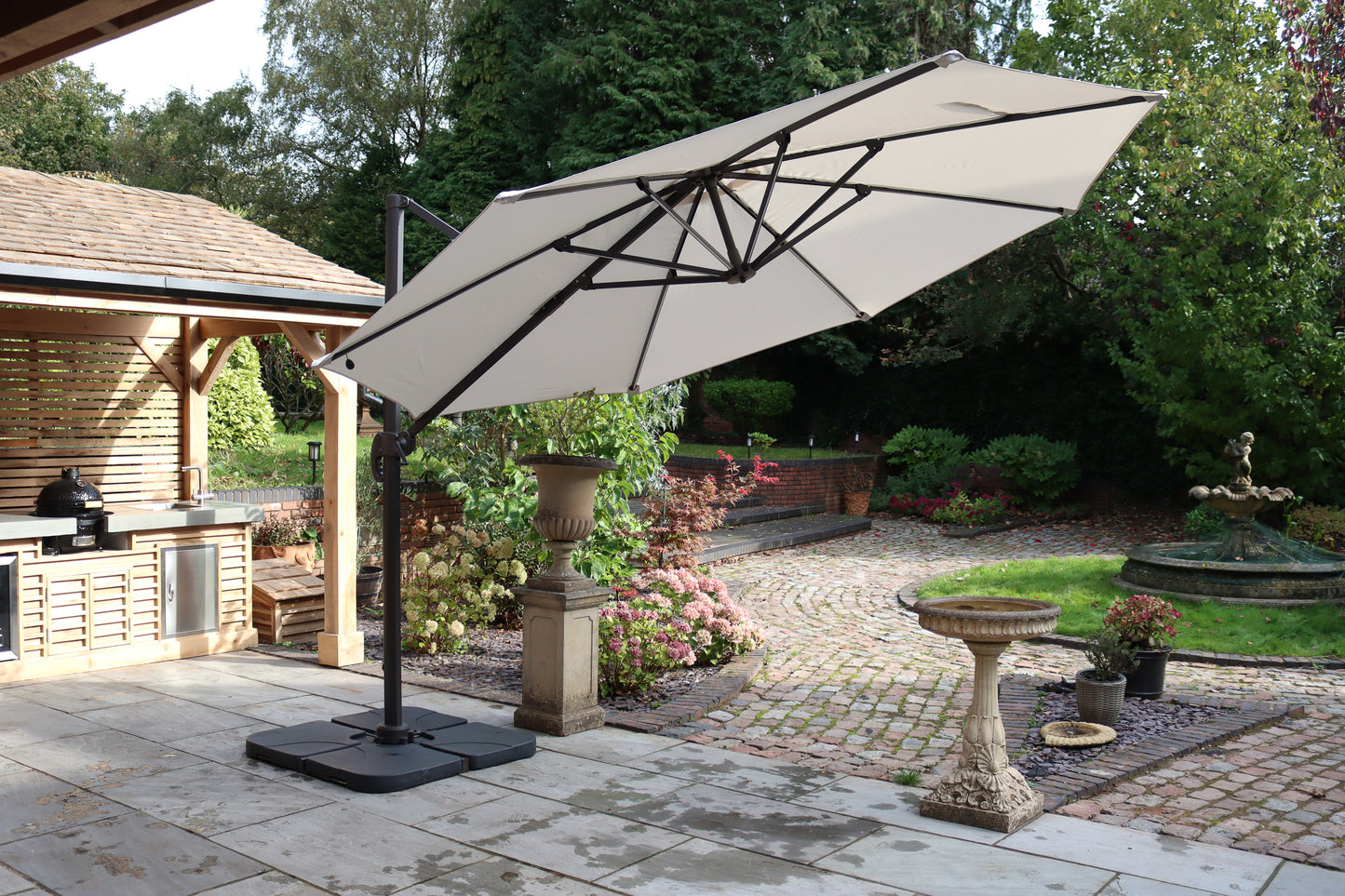 Ivory Parasol with LED strip lights