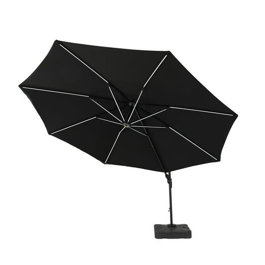 Grey Solar LED Overhanging Parasol & Base