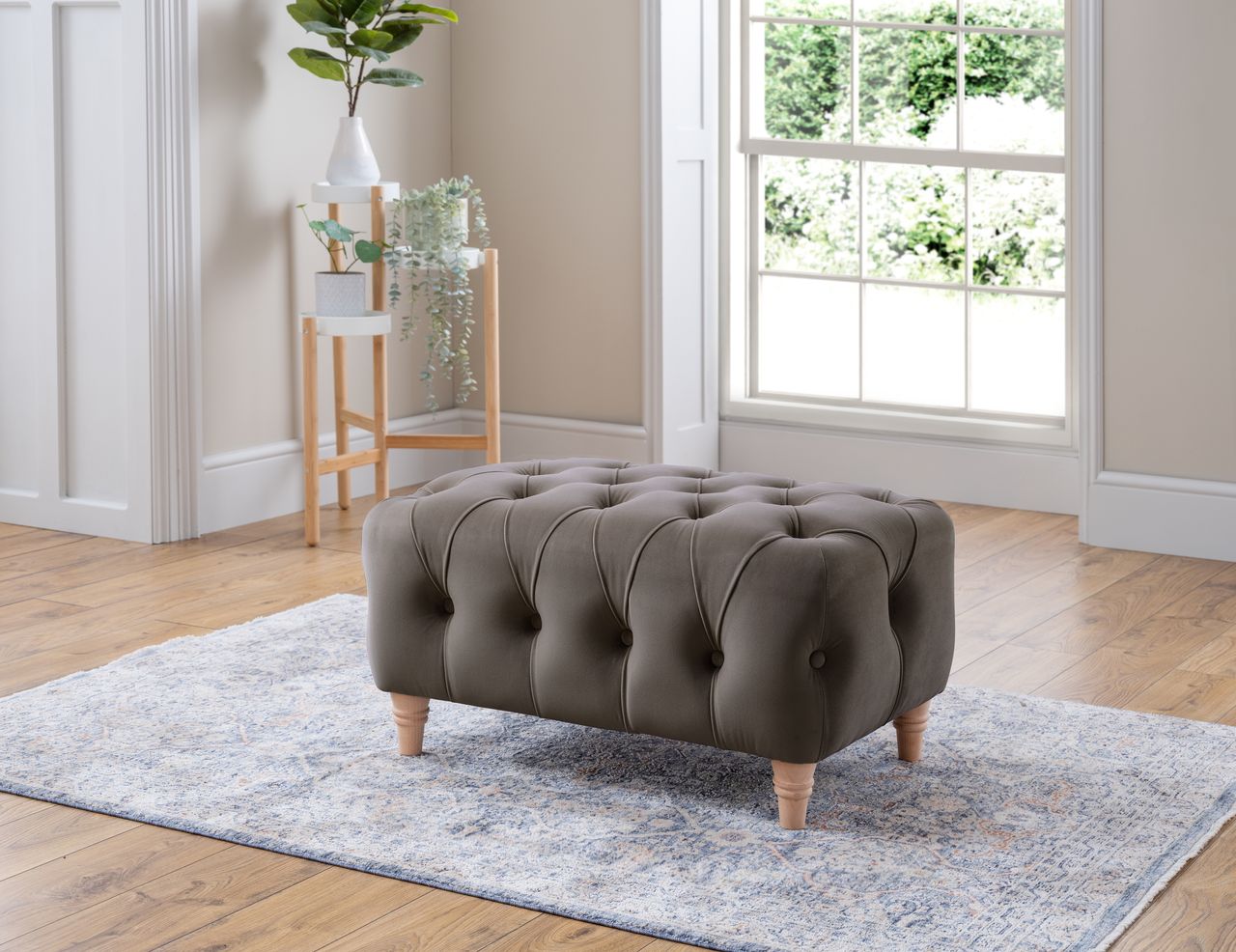 Canterbury Velvet Footstool