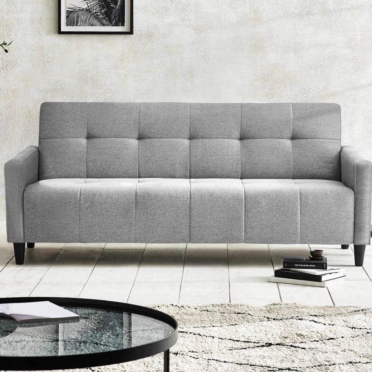 Alfie 3 Seater Grey Linen Storage Sofa Bed