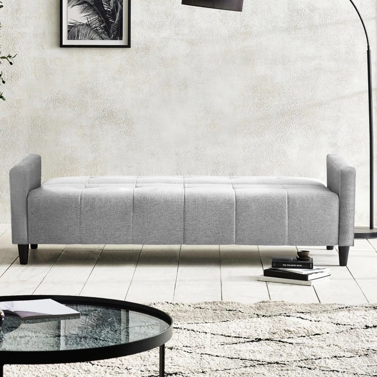 Alfie 3 Seater Grey Linen Storage Sofa Bed
