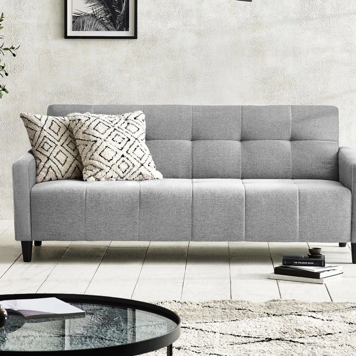 Alfie 3 Seater Grey Linen Storage Sofa Bed