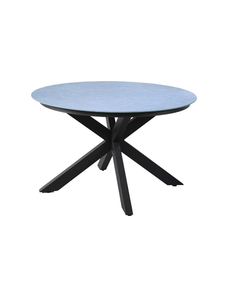 Aspen 4 Seater Round Ceramic Glass Dining Set with Aspen Rope Chairs