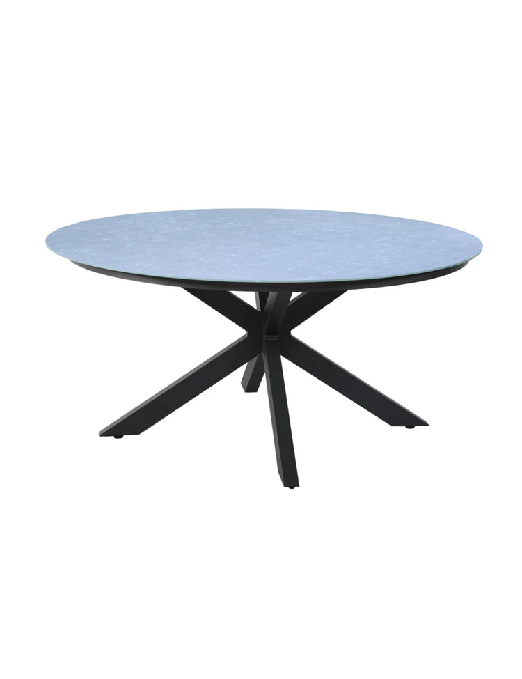 Aspen 6 Seater Round Ceramic Glass Dining Set with Aspen Rope Chairs