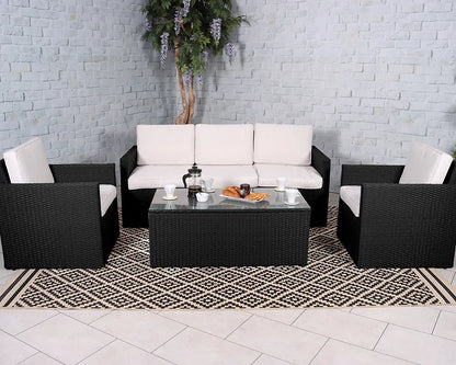 Berlin Five Seater Corner Lounging Set in Black