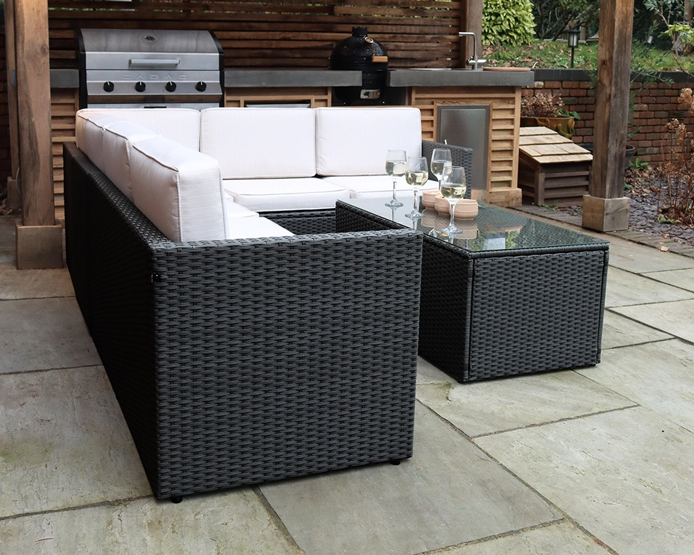 Berlin Six Seater Corner Lounging Set in Black