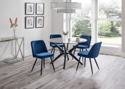 Pair of Burgess Dining Chairs Blue Velvet