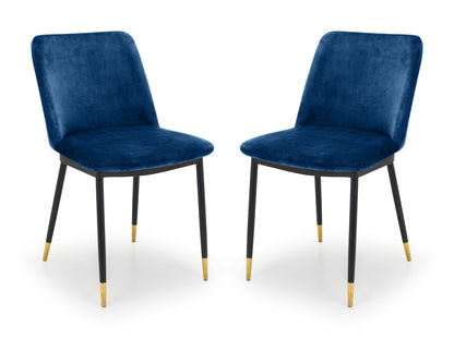 Pair of Nimes Dining Chairs Blue Velvet