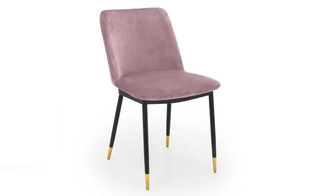 Pair of Delaunay Dining Chairs Rose Velvet