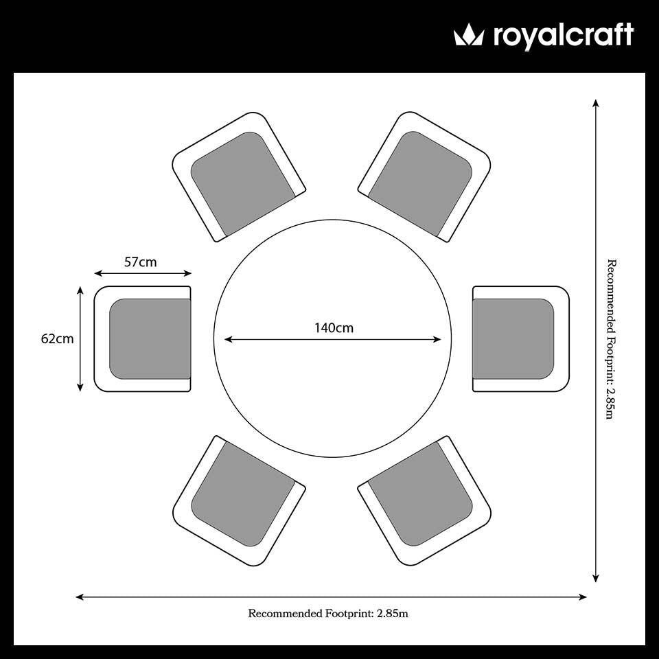Malaga 6 Seater Round Dining Set