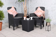 Faro Black Relax Bistro Set & 2 Stackable Chairs