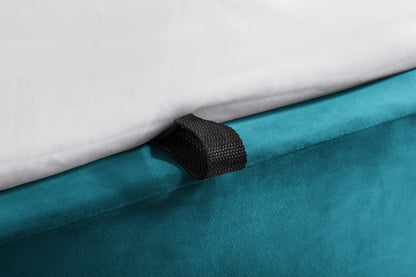 Basel Ottoman Double Bed Teal Velvet