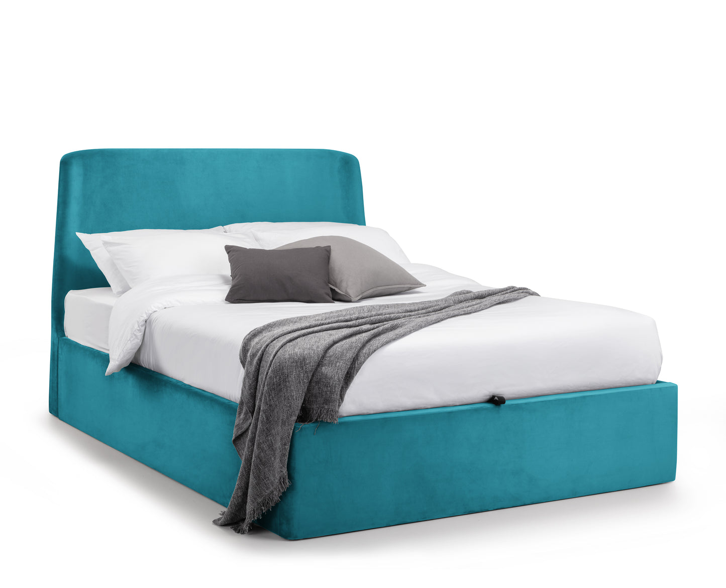 Basel Ottoman Double Bed Teal Velvet