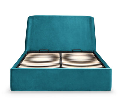 Basel Ottoman King Bed Teal Velvet