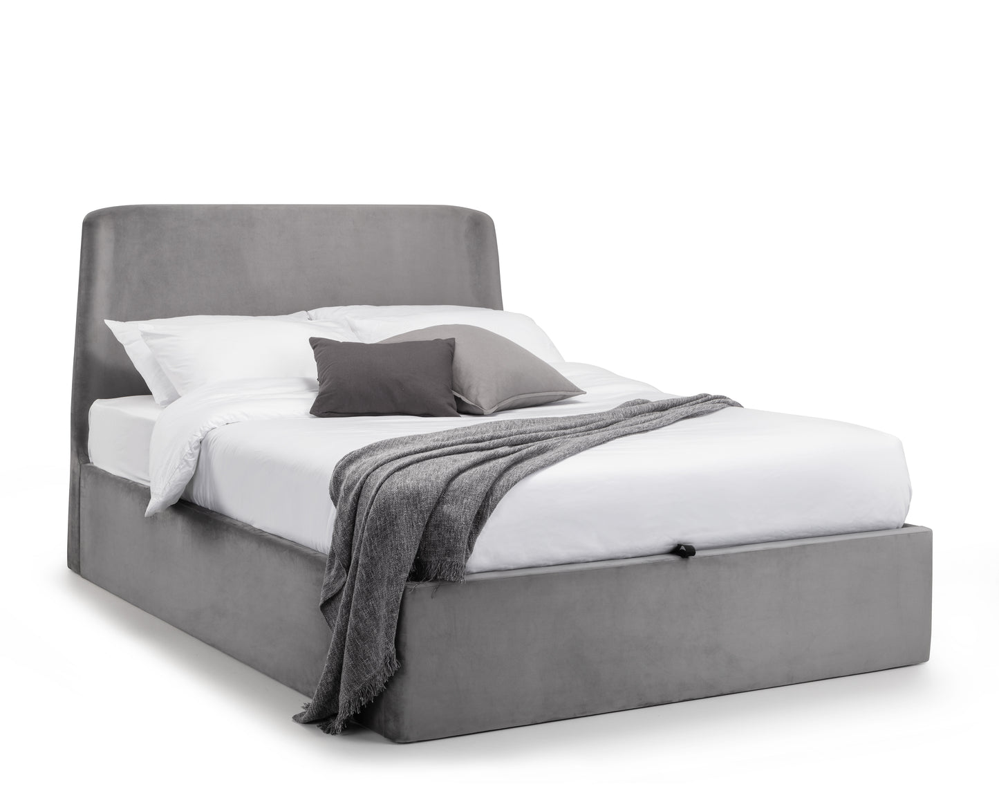 Basel Ottoman Double Bed Grey Velvet