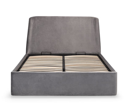 Basel Ottoman Double Bed Grey Velvet