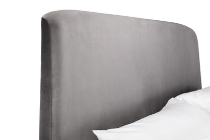 Basel Ottoman Double Bed Grey Velvet