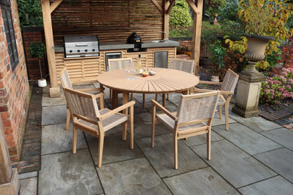 Roma Dining Set with 6 Rope Stacking Chairs