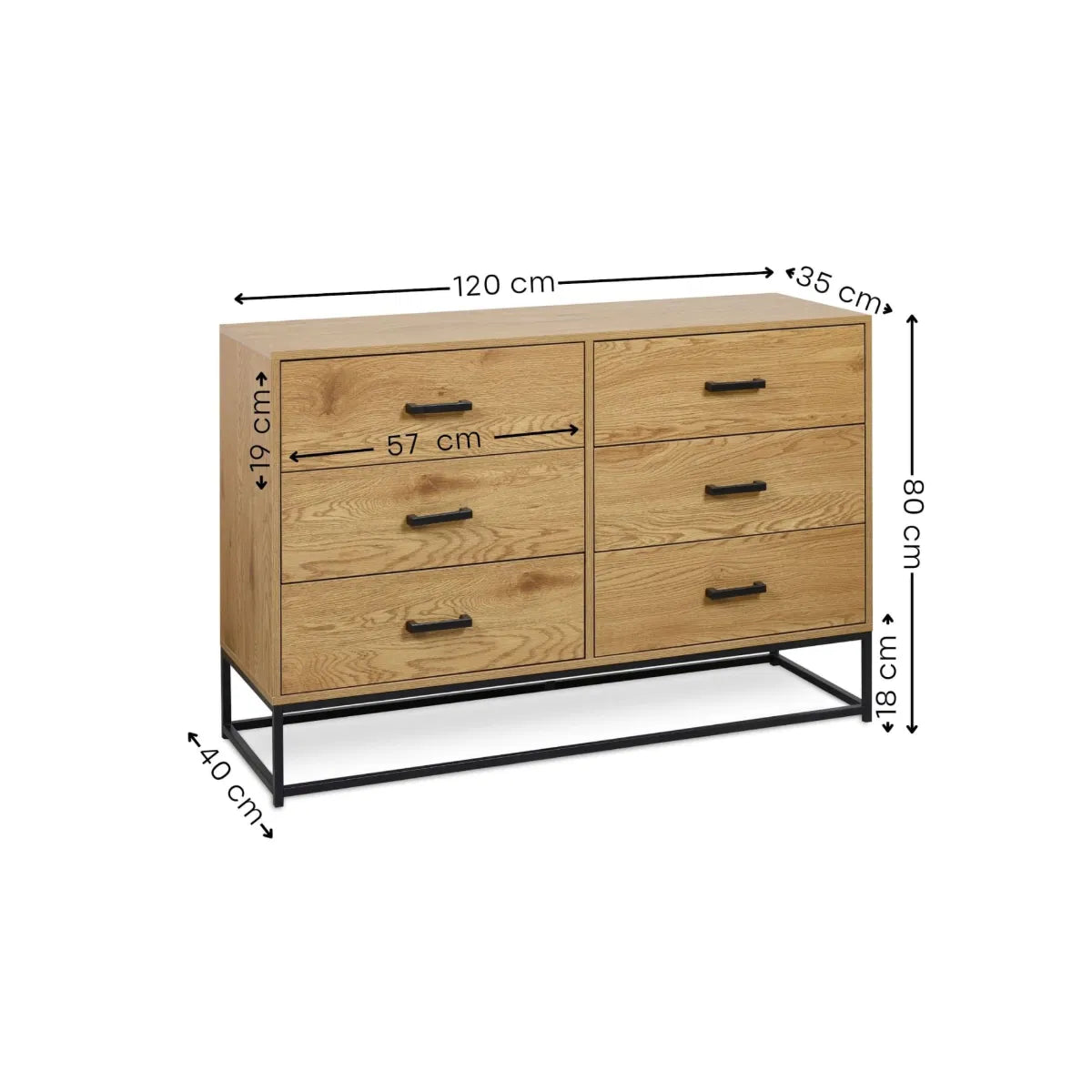 Harlow Wide Chest of 6 Drawers