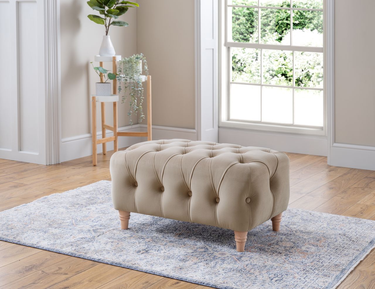 Canterbury Velvet Footstool
