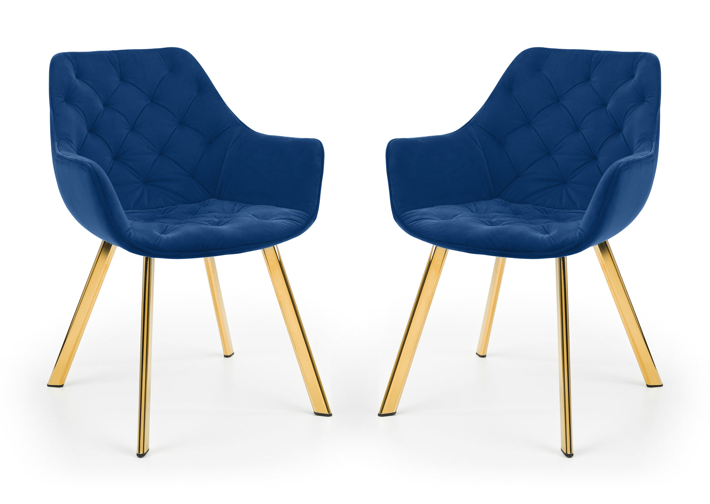 Pair of Venice Dining Chairs Blue Velvet