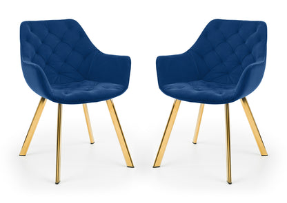 Pair of Venice Dining Chairs Blue Velvet