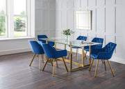 Pair of Lorenzo Dining Chairs Blue Velvet