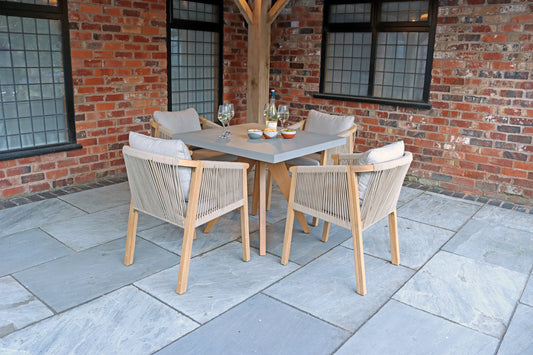 Luna Square Concrete Table & 4 Roma Dining Chairs