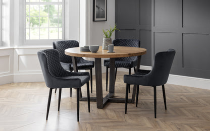 Pair of Madrid Dining Chairs Grey Velvet