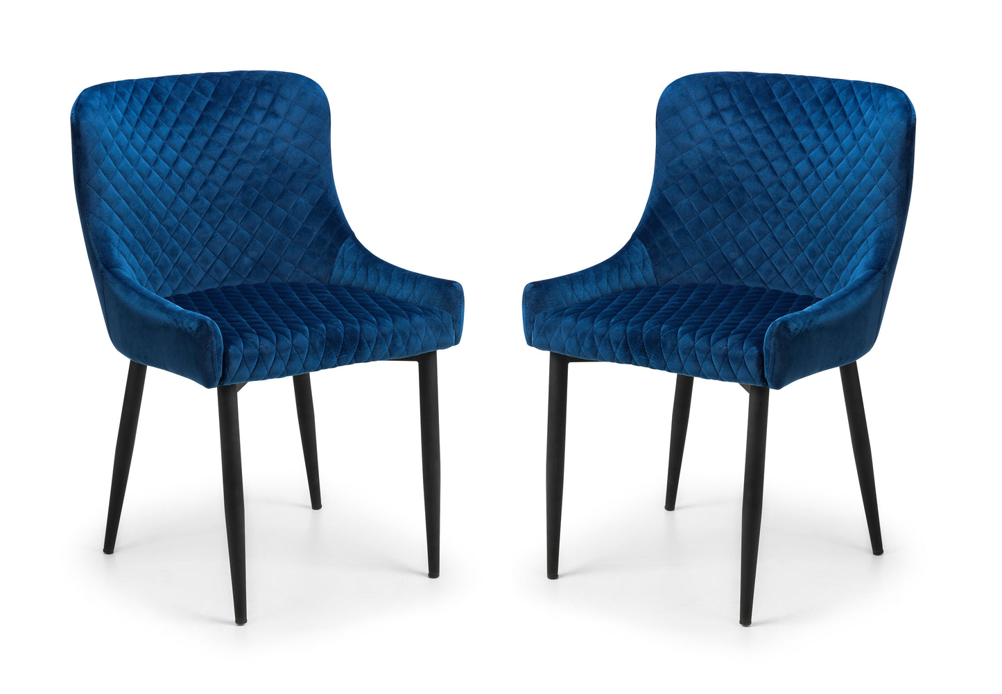 Pair of Madrid Dining Chairs Blue Velvet