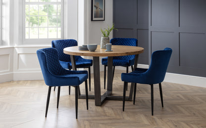 Pair of Madrid Dining Chairs Blue Velvet