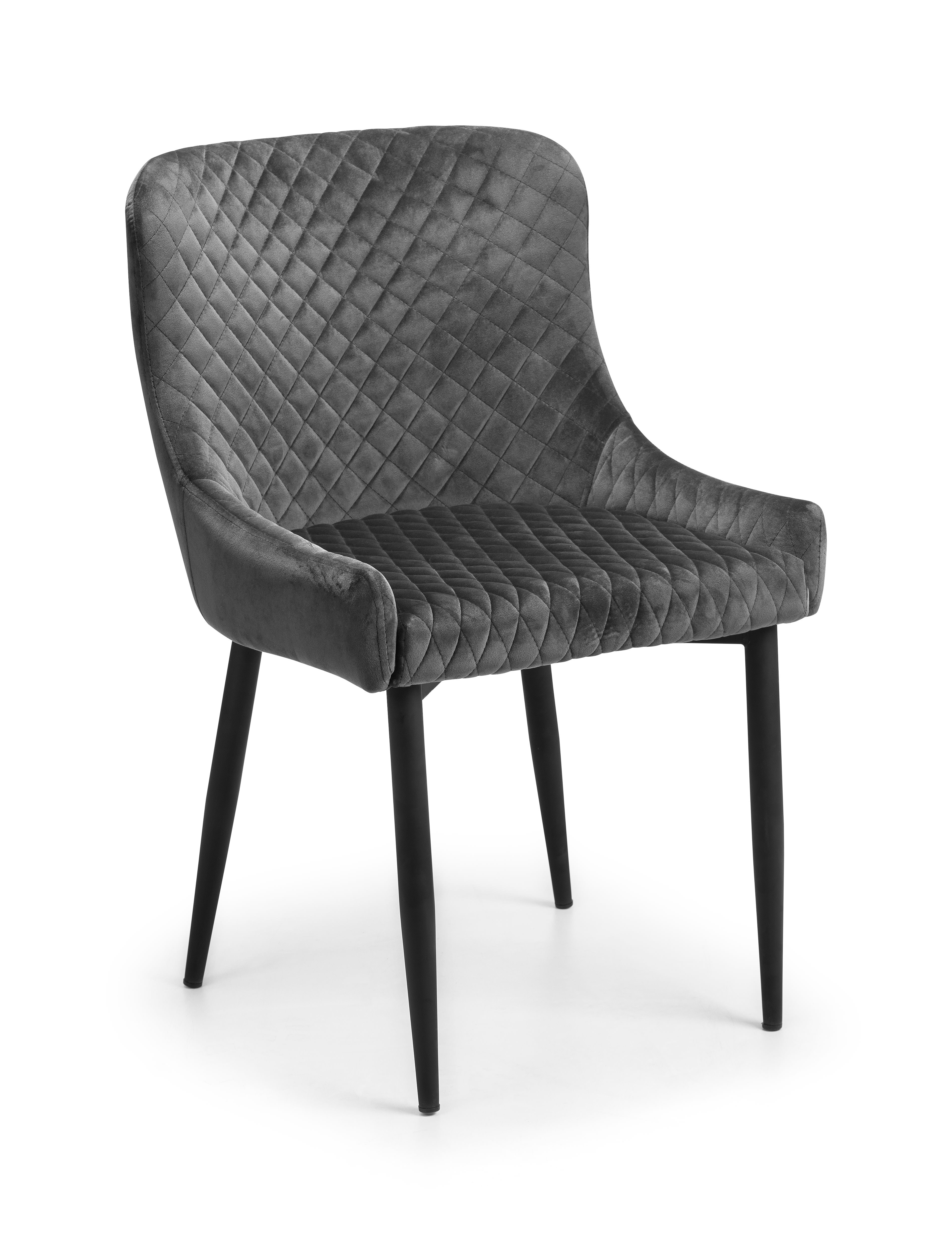 Pair of Luxe Dining Chairs Grey Velvet