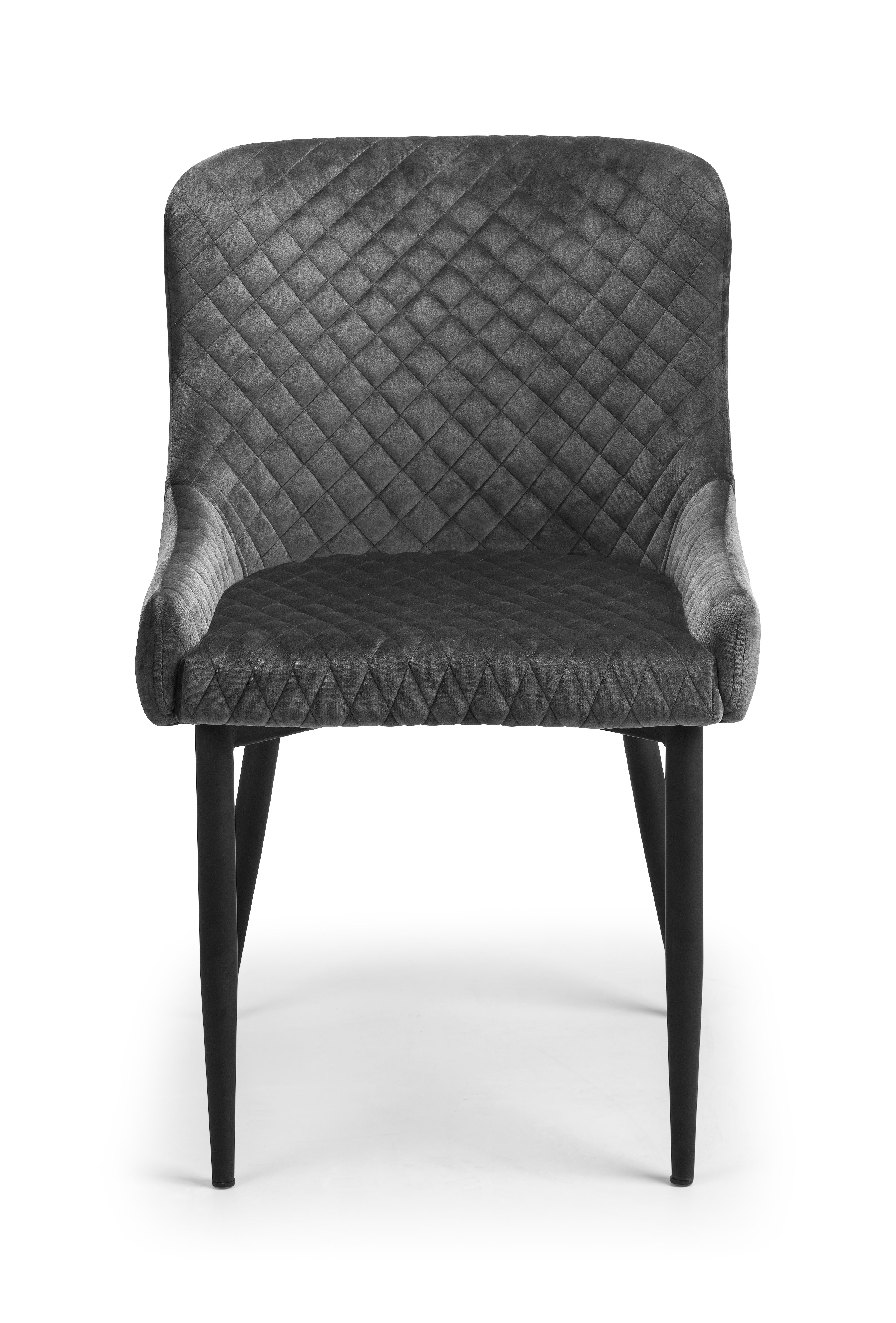 Pair of Luxe Dining Chairs Grey Velvet