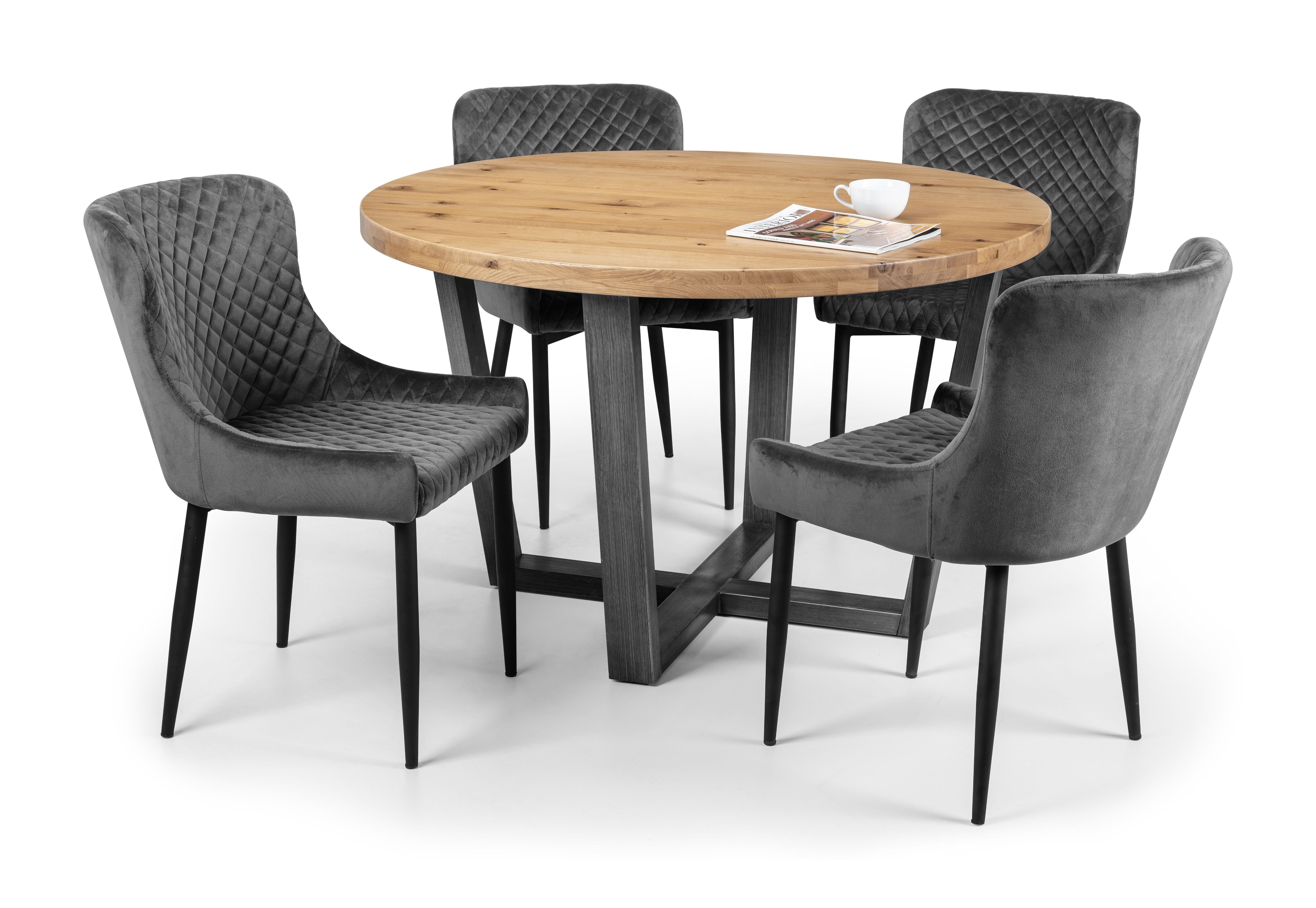 Pair of Luxe Dining Chairs Grey Velvet