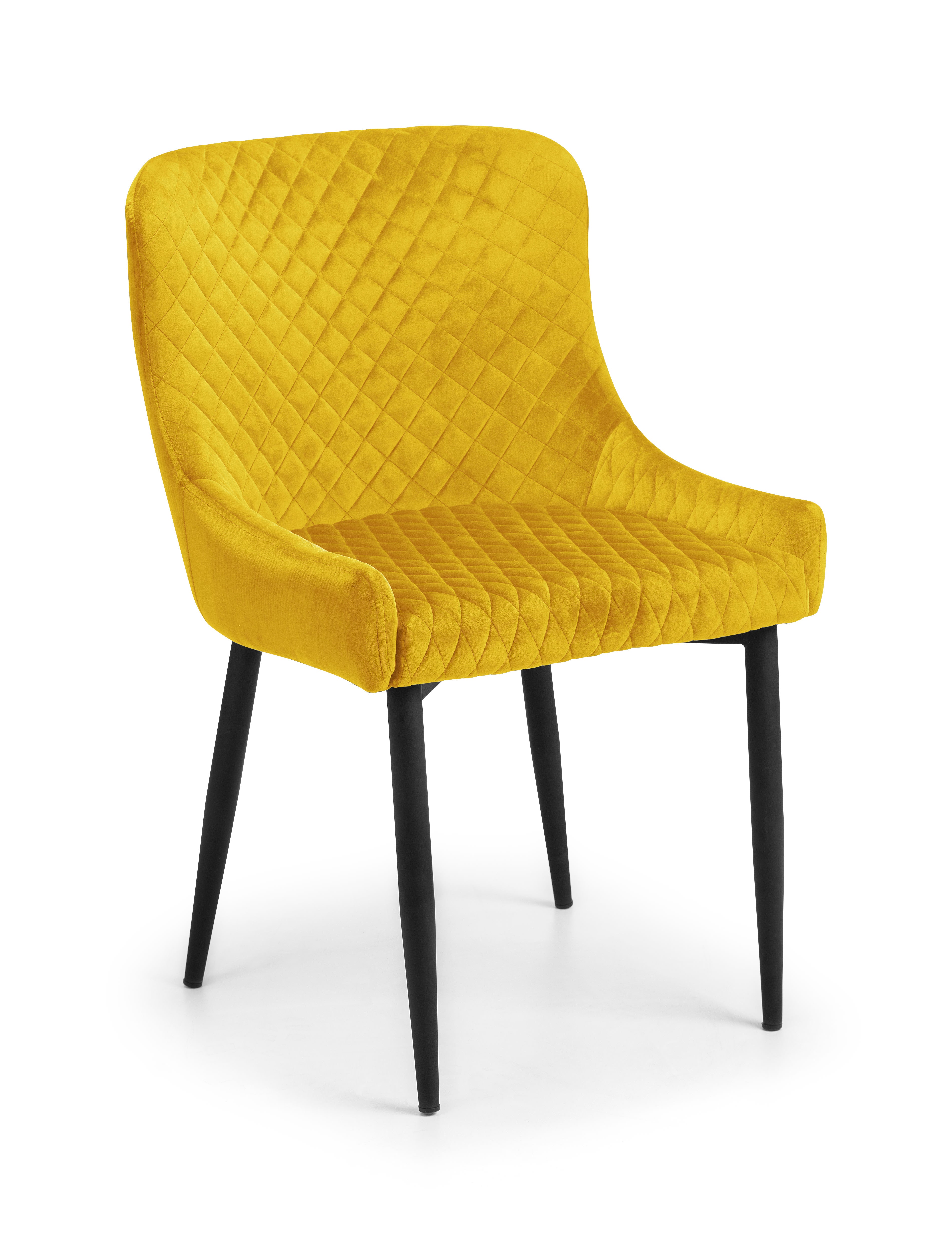 Pair of Luxe Dining Chairs Mustard Velvet